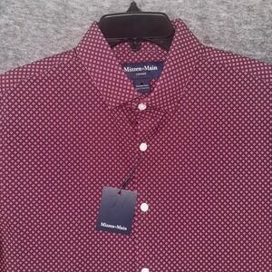 Mizzen + Main Leeward Wine Geometric Print Trim Fit Button Down Shirt Mens M NEW